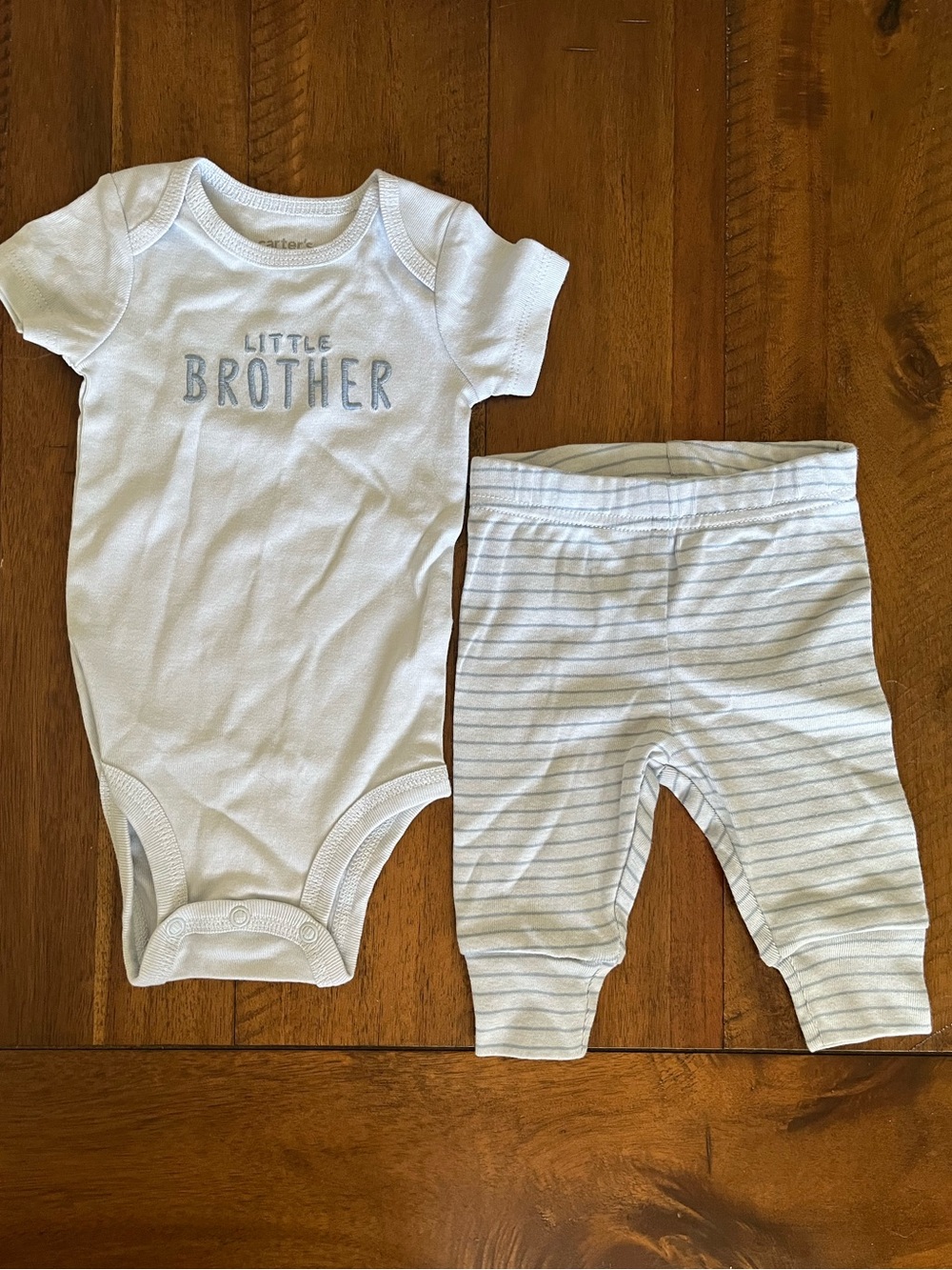 NWOT Carter's Light Blue 'Little Brother' Embroidered Bodysuit set